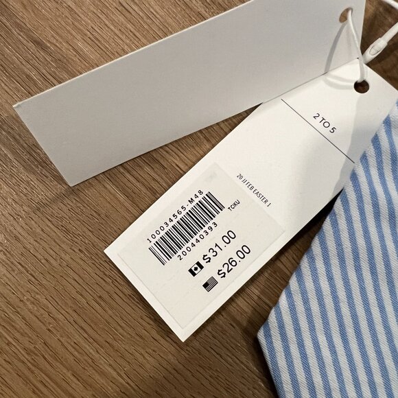 NWT Janie and Jack Seersucker Neck Tie Blue and White Stripe Size 2-5 Velcro - Picture 4 of 5